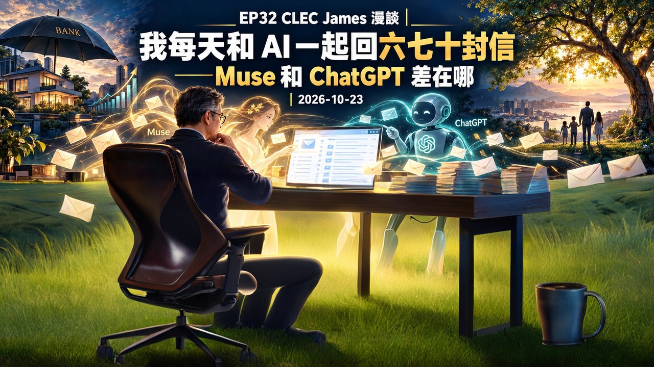EP32 CLEC James 漫談：我每天和 AI 一起回六七十封信——Muse 和 ChatGPT 差在哪｜2026-10-23