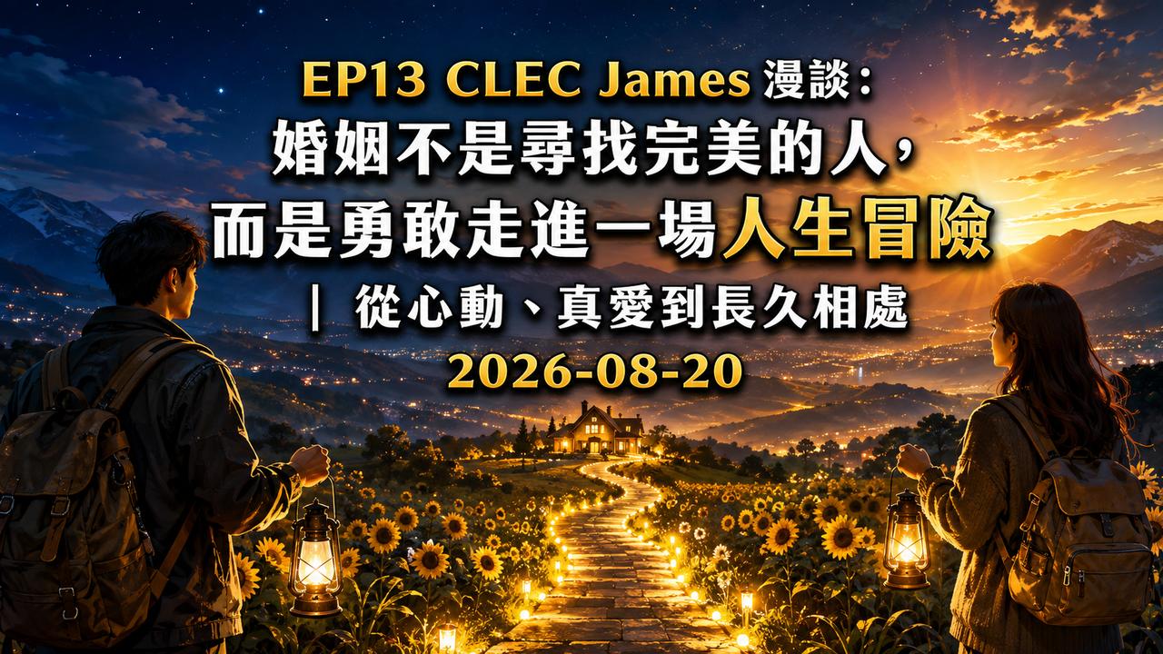 EP13 CLEC James 漫談：婚姻不是尋找完美的人，而是勇敢走進一場人生冒險｜從心動、真愛到長久相處 2026-08-20